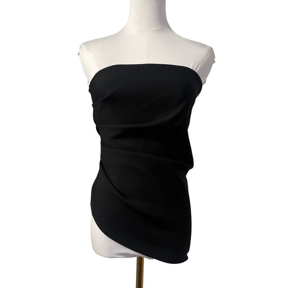 Zara Black Asymmetric Strapless Tube Top Going Out Y2k Date Night Medium Ruched